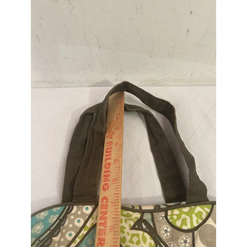Thirty-One Paisley Heart Canvas Tote Bag Small Teal Green Monogram C Womens